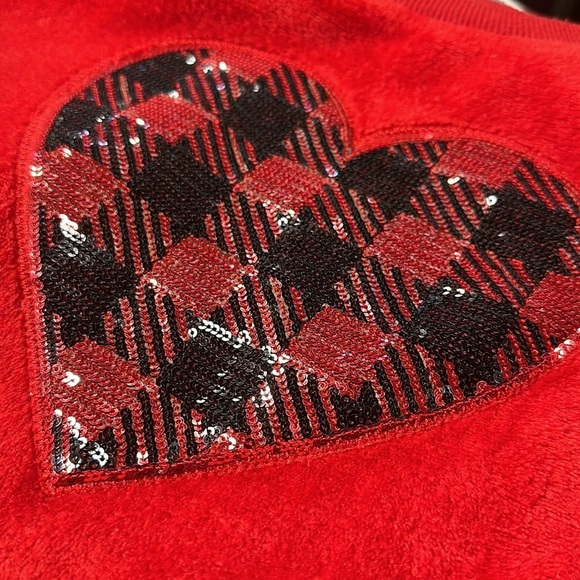 Girls Epic Threads Red Heart velour pullover/ sweatshirt  top, XL, Valentine - Picture 3 of 8